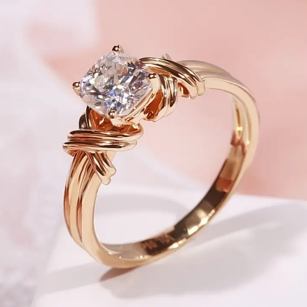 NEW Engagement Gold 14k Promise Diamond Ring Classic Cross Modern Beautiful